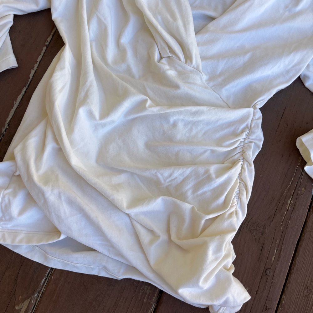 Peruvian Connection Rouched White Blouse - Picture 5 of 7